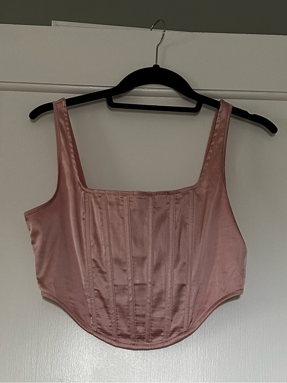 Misguided Satin Pink Corset Crop Top